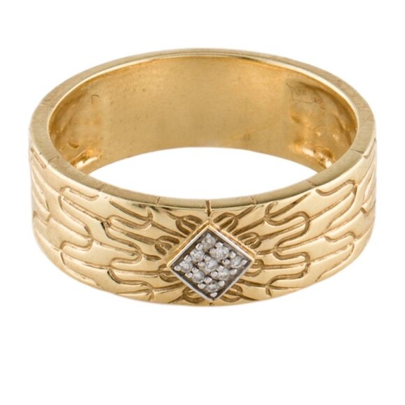 JOHN HARDY 18K 750 YELLOW GOLDDIAMOND CLASSIC CHAIN BAND RING